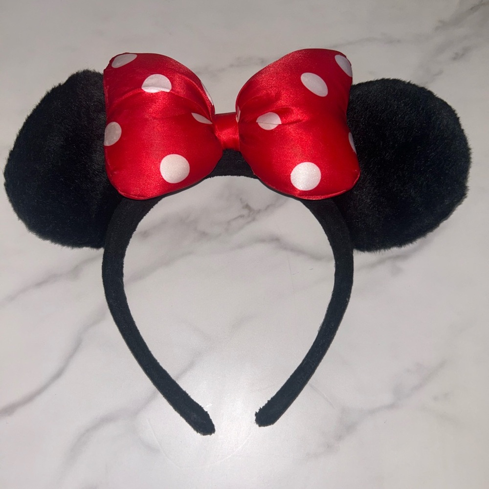 Black Ears Headband with Red Polka Dot Bow Mickey Mouse Original